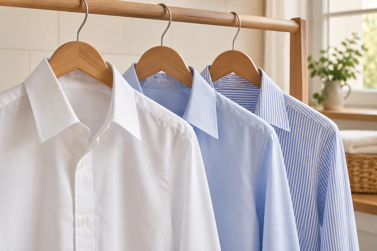 Crisp cotton shirts ready to wear after ironing